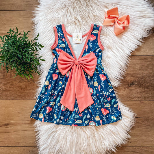 Boho Blooms Bow Back Dress Spring Summer Girls Boutique